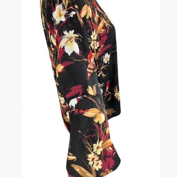 J Jill Multicolor Floral and Bird Motif Casual to Dressy Blouse  Size XS  EUC - Picture 5 of 11